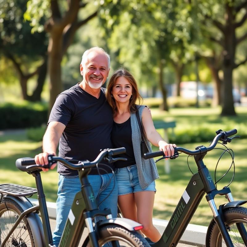 Marcos e Denise com a E-Bike Beachin da Carbono Zero